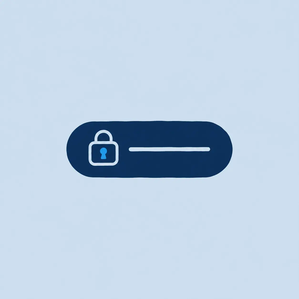 Line illustration of a padlock on a sealed bar, representing encryption